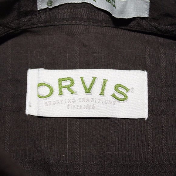 Orvis Large Brown Windowpane Short Sleeve Button Front Casual Lounge Shirt - Picture 8 of 11